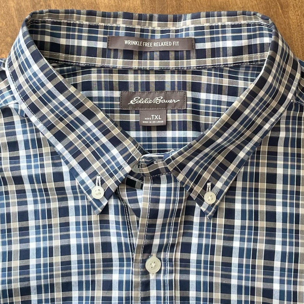 Eddie Bauer Wrinkle Free Relaxed Fit Button Down Shirt Size Tall L